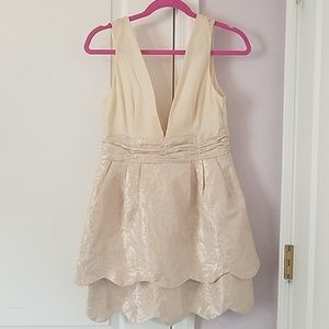 Cream V-Neck Part Dress